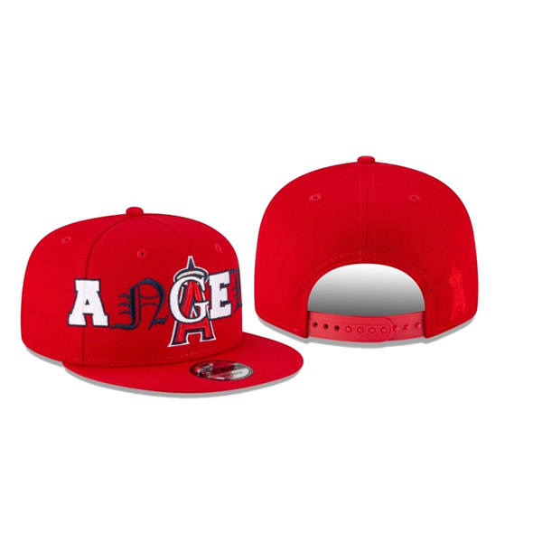 Men's Los Angeles Angels Mixed Font Red 9FIFTY Snapback Hat