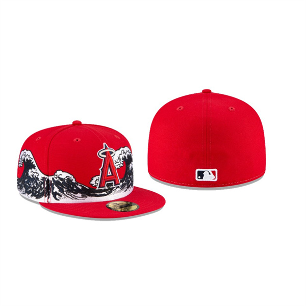 Men's Los Angeles Angels New Era 100th Anniversary Red Wave 59FIFTY Fitted Hat