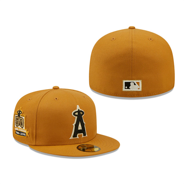 Los Angeles Angels New Era 50th Stadium Anniversary Chrome Undervisor 59FIFTY Fitted Hat Tan