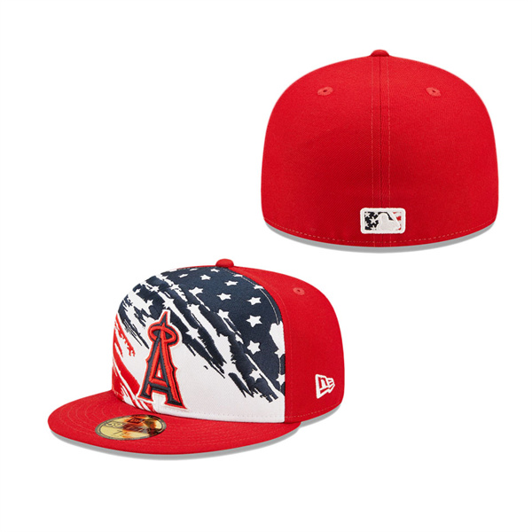 Los Angeles Angels Red 2022 4th Of July Stars Stripes On-Field 59FIFTY Fitted Hat