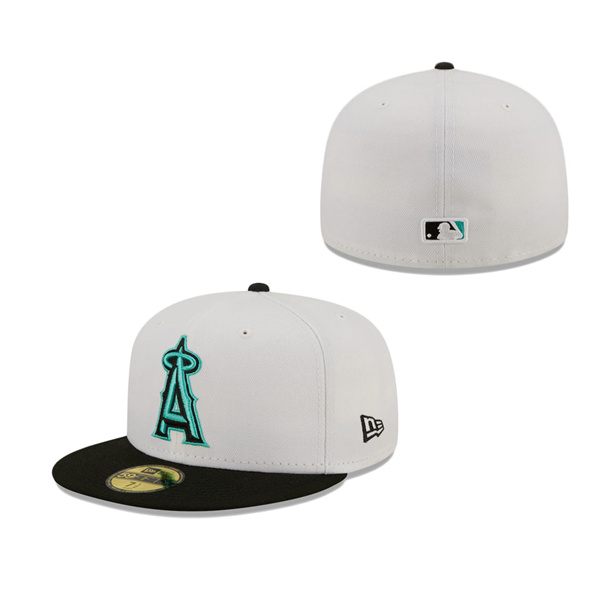 Men's Los Angeles Angels New Era White Black Spring Color Pack Two-Tone 59FIFTY Fitted Hat