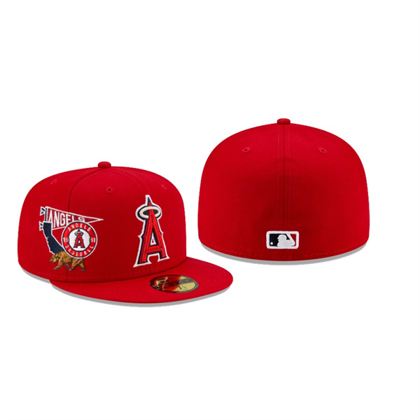 Men's Los Angeles Angels City Patch Red 59FIFTY Fitted Hat