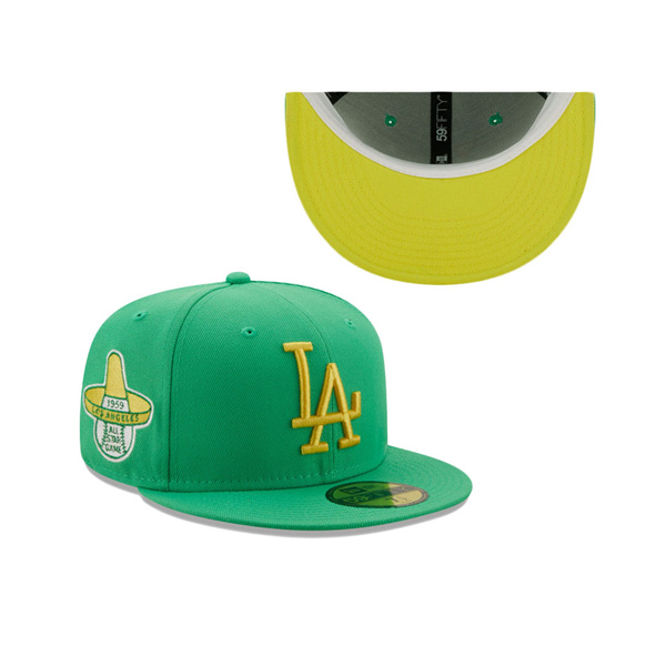 Los Angeles Dodgers New Era 1959 MLB All-Star Game Side Patch Yellow Undervisor 59FIFTY Fitted Hat Kelly Green