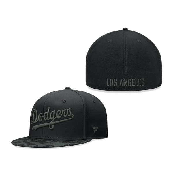 Los Angeles Dodgers Fanatics Branded Camo Brim Fitted Hat Black