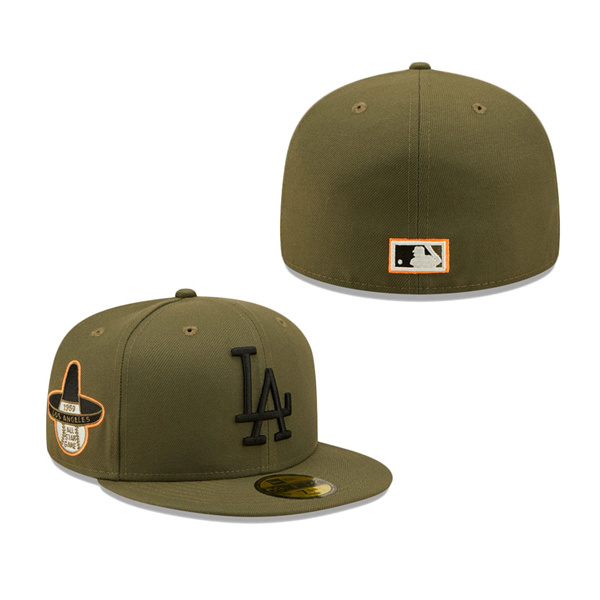 Los Angeles Dodgers New Era 1959 All-Star Game Hunter Flame Undervisor 59FIFTY Fitted Hat Olive