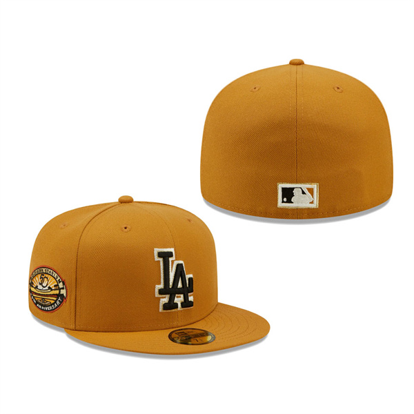 Los Angeles Dodgers New Era Dodgers Stadium 50th Anniversary Chrome Undervisor 59FIFTY Fitted Hat Tan