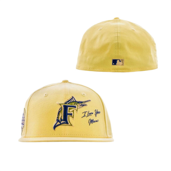 New Era X Shoe Palace Florida Marlins Canary Yellows 59FIFTY Fitted Cap