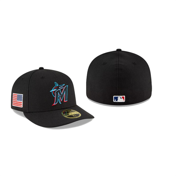 Men's Miami Marlins Crystals From Swarovski Black Flag Low Profile 59FIFTY Fitted Hat