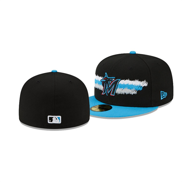 Miami Marlins Scribble Black 59FIFTY Fitted Hat