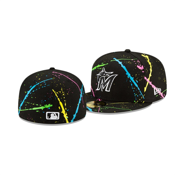 Miami Marlins Streakpop Black 59FIFTY Fitted Hat