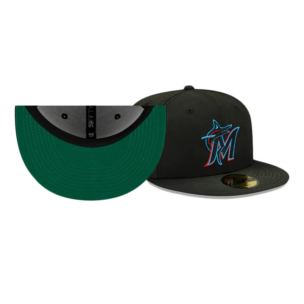 Miami Marlins Sun Fade Black 59FIFTY Fitted Hat