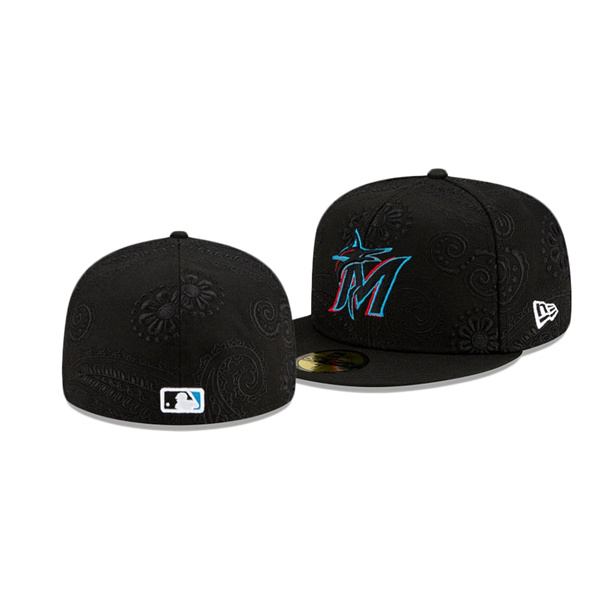 Men's Marlins Swirl Black 59FIFTY Fitted Hat
