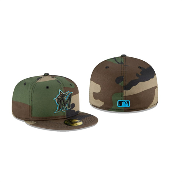 Men's Miami Marlins Forest Pop Camo Green 59FIFTY Fitted Hat