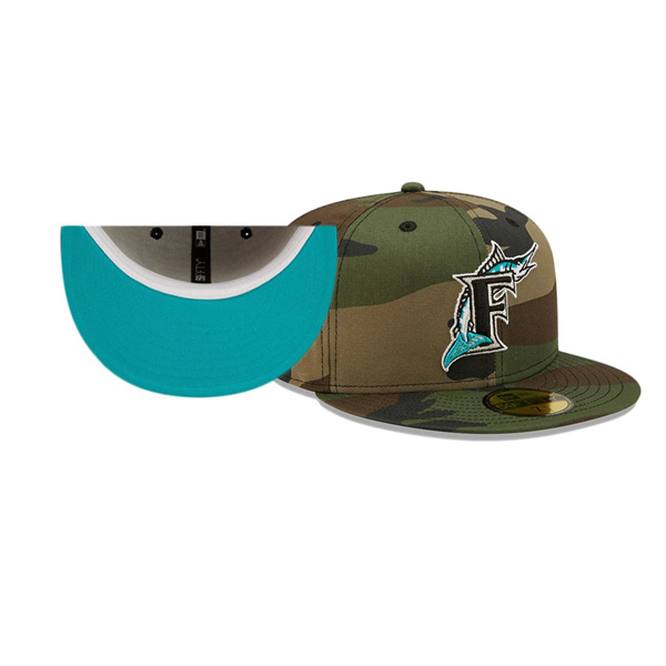 Florida Marlins Woodland Undervisor Camo 10th Anniversary Patch 59FIFTY Hat