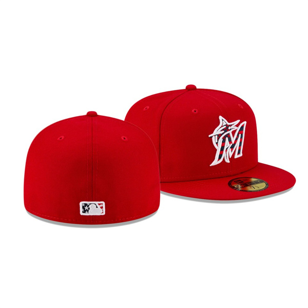 Miami Marlins 2021 Independence Day Red 59FIFTY 4th Of July Hat