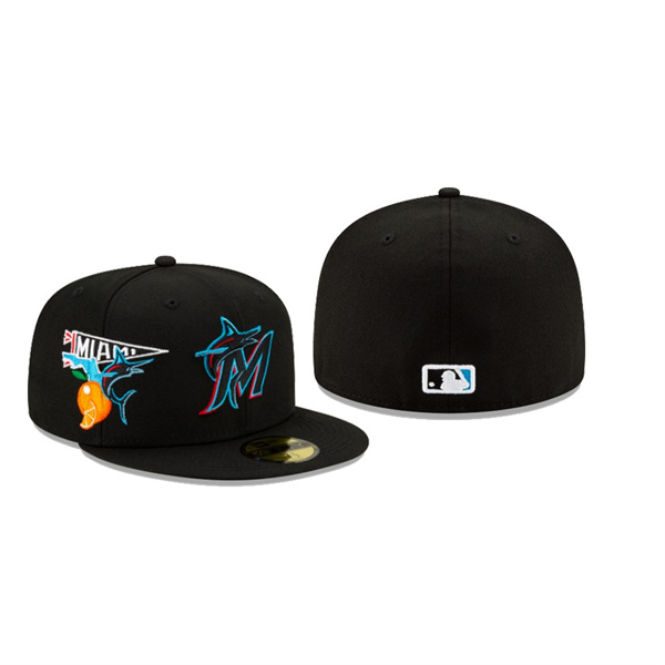 Men's Miami Marlins City Patch Black 59FIFTY Fitted Hat