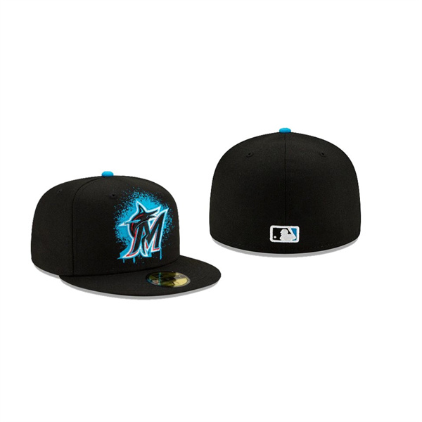 Men's Miami Marlins Drip Front Black 59FIFTY Fitted Hat
