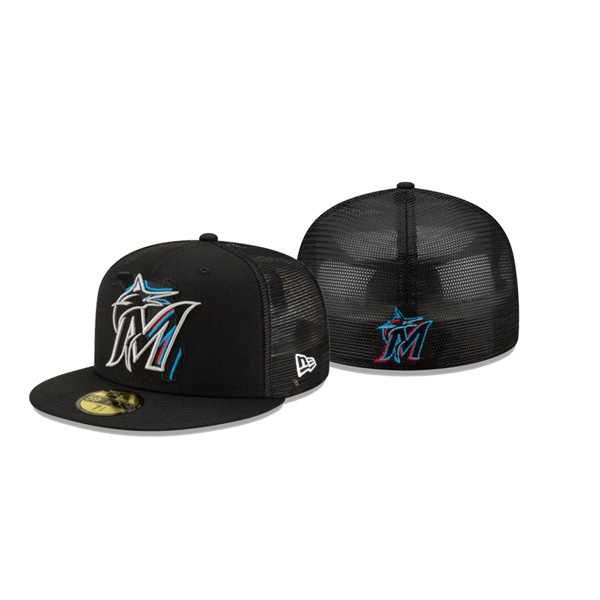 Men's Miami Marlins State Fill Black Meshback 59FIFTY Fitted Hat