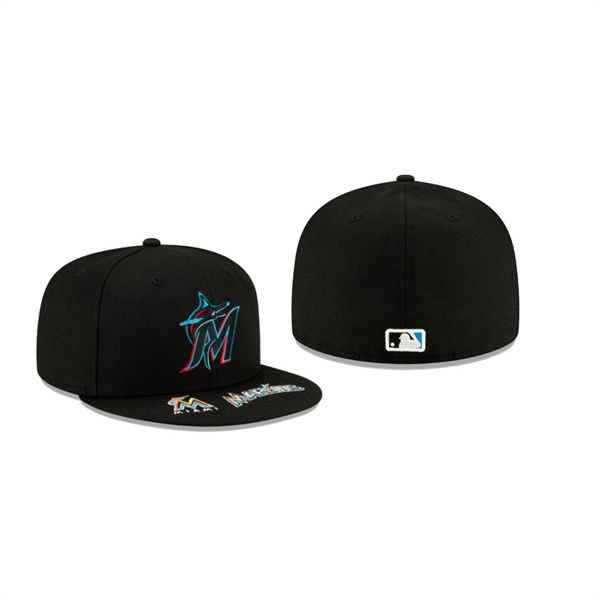 Men's Miami Marlins Visor Hit Blue 59FIFTY Fitted Hat