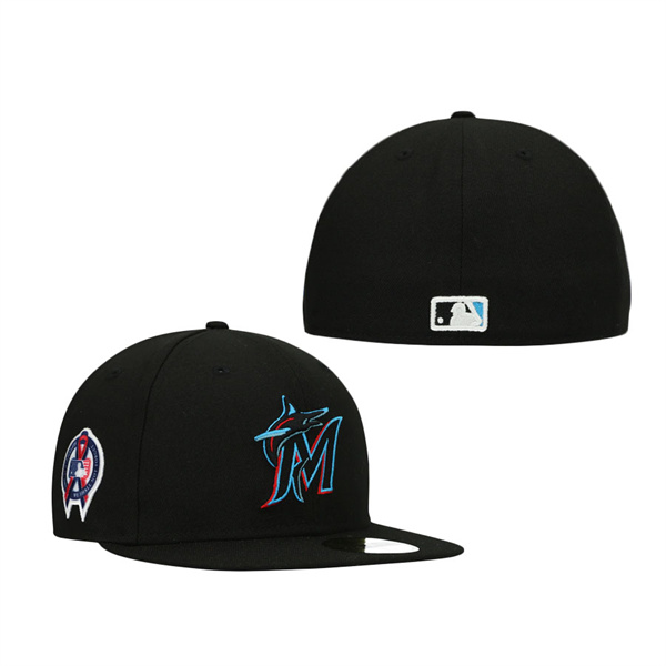 Miami Marlins 9/11 Memorial Side Patch Fitted Hat Black