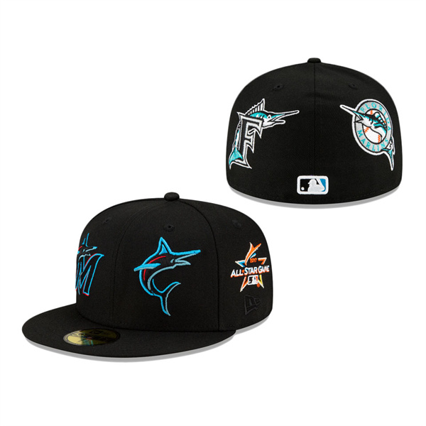 Miami Marlins New Era Patch Pride 59FIFTY Fitted Hat Black
