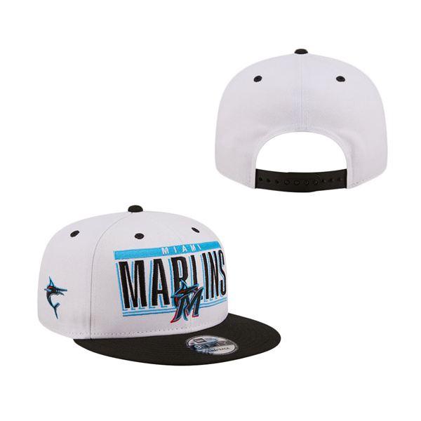 Miami Marlins New Era Retro Title 9FIFTY Snapback Hat White Black