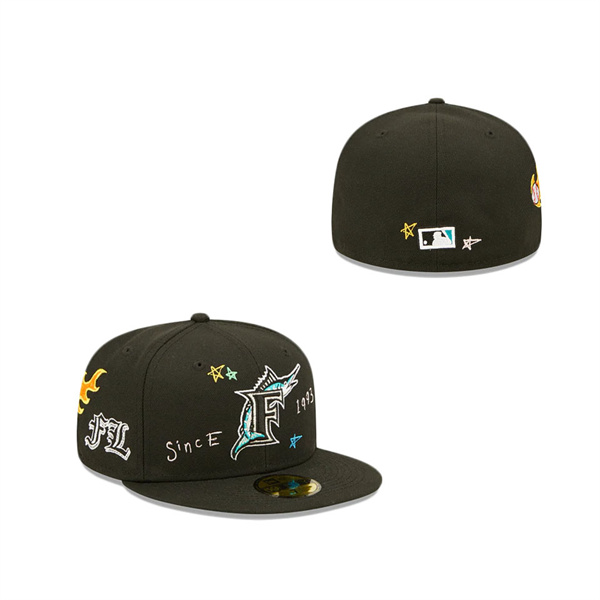 Miami Marlins Scribble Collection 59FIFTY Fitted Hat