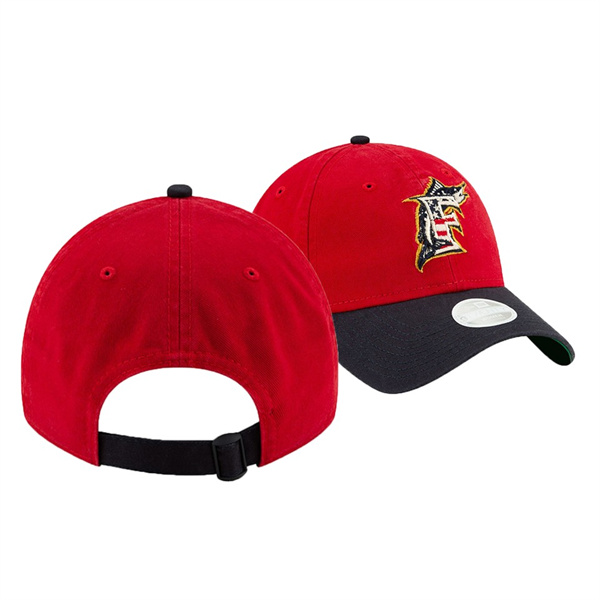 Women's Marlins 2019 Stars & Stripes Red 9TWENTY Adjustable New Era Hat