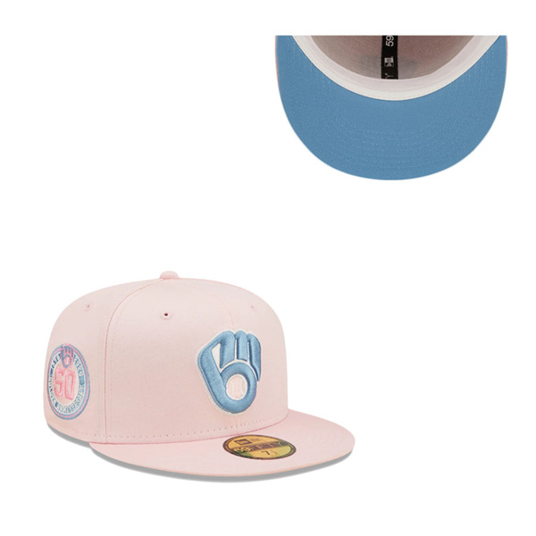 Brewers Pink Sky Blue 50th Golden Year Anniversary Undervisor 59FIFTY Fitted Hat