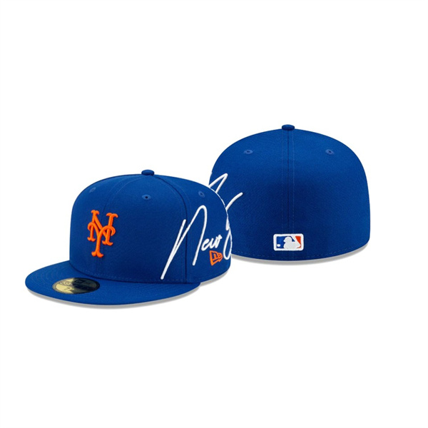 Men's New York Mets Cursive Blue 59FIFTY Fitted Hat