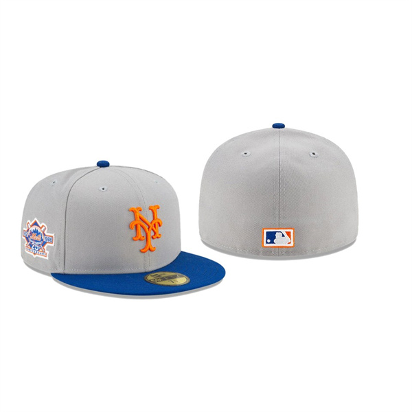 Men's New York Mets 25th Anniversary Patch Gray 59FIFTY Fitted Hat
