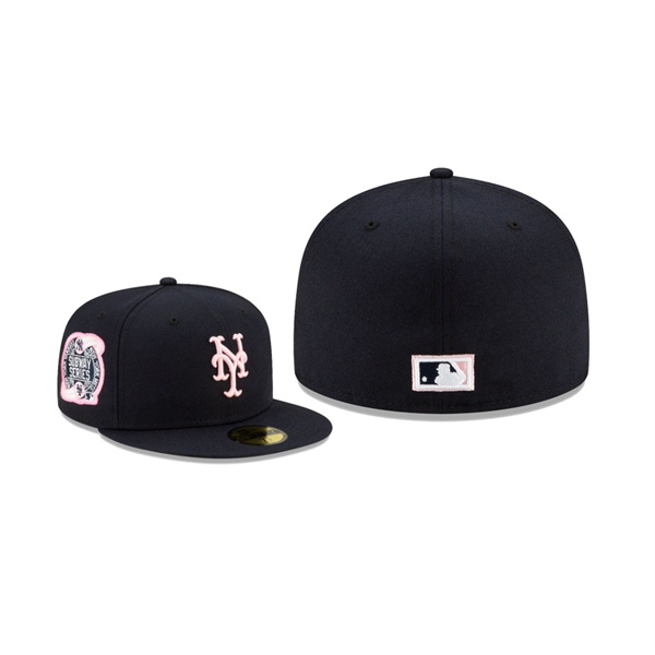 Men's New York Mets Pink Under Visor Navy 59FIFTY Fitted Hat