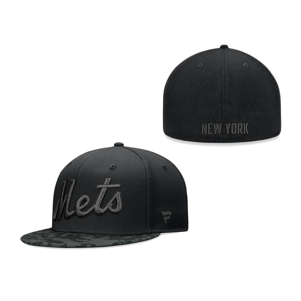 New York Mets Fanatics Branded Camo Brim Fitted Hat Black