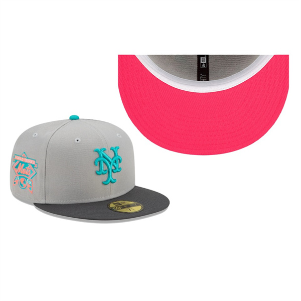 New York Mets Pink Under Visor Gray 59FIFTY Fitted Hat
