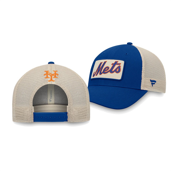 Men's Mets Natural True Royal Classic Trucker Snapback Hat