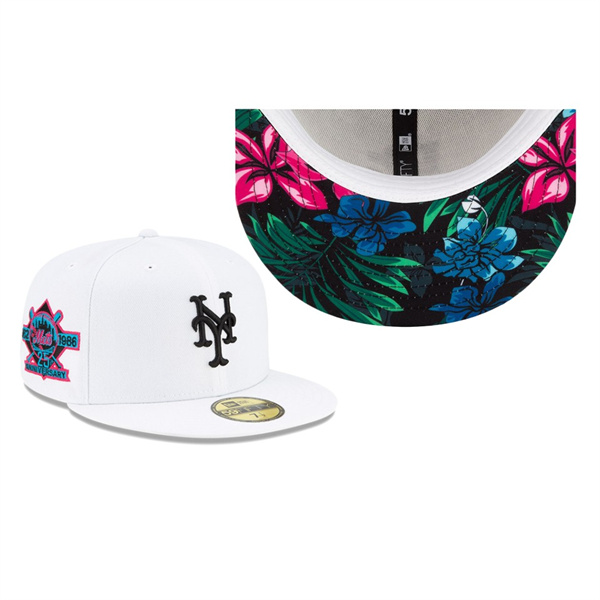 New York Mets Floral Under Visor White 59FIFTY Fitted Hat