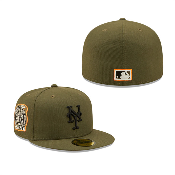 New York Mets New Era 2000 Subway Series Hunter Flame Undervisor 59FIFTY Fitted Hat Olive