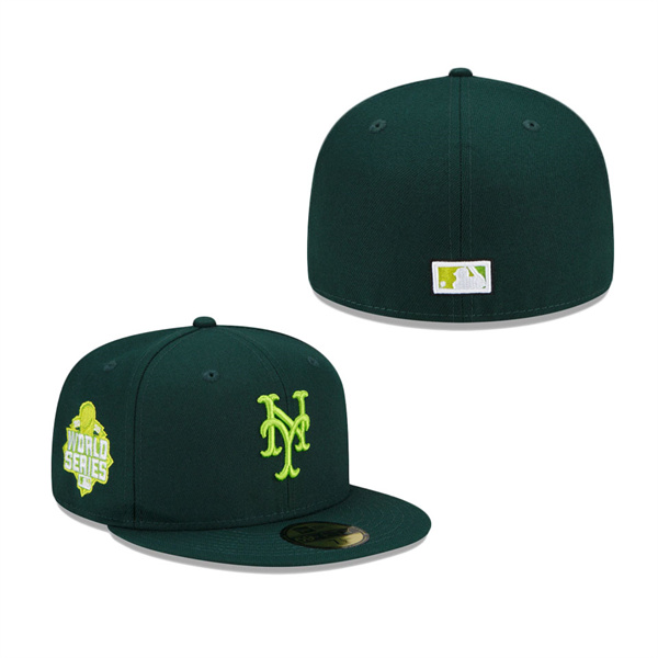 New York Mets New Era 2015 World Series Color Fam Lime Undervisor 59FIFTY Fitted Hat Green