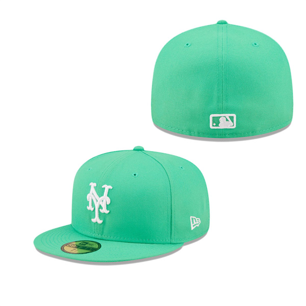 New York Mets Island Green Logo White 59FIFTY Fitted Hat