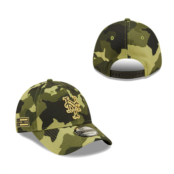 Men's New York Mets New Era Camo 2022 Armed Forces Day 9FORTY Snapback Adjustable Hat