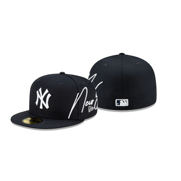 Men's New York Yankees Cursive Black 59FIFTY Fitted Hat