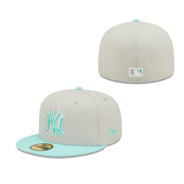 Men's New York Yankees New Era Gray Turquoise Spring Color Pack Two-Tone 59FIFTY Fitted Hat