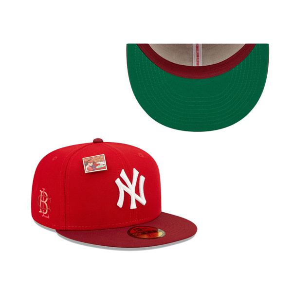 Men's New York Yankees New Era Scarlet Cardinal MLB X Big League Chew Slammin' Strawberry Flavor Pack 59FIFTY Fitted Hat