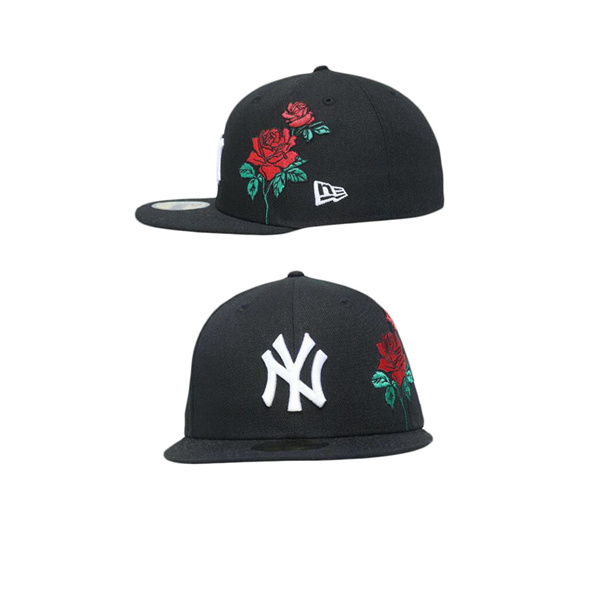 New York Yankees State Flower 59FIFTY Fitted Black Floral Hat