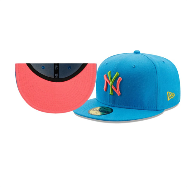 New York Yankees Pink Glow Undervisor Light Blue 59FIFTY Fitted Hat