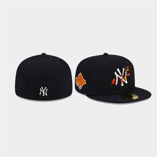 New York Yankees Leafy Front Navy 59FIFTY Fitted Hat