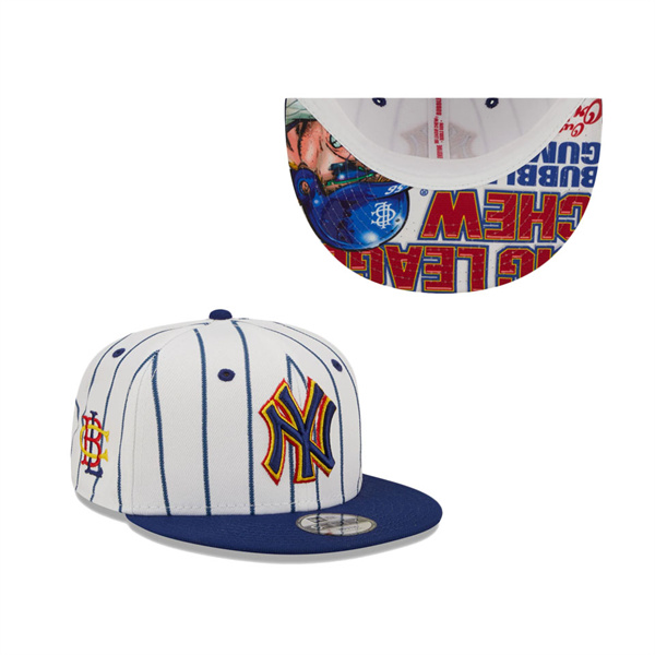 Youth New York Yankees New Era White Navy MLB X Big League Chew Original 9FIFTY Snapback Adjustable Hat