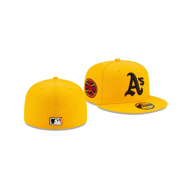 Men's Oakland Athletics Red Under Visor Gold 59FIFTY Fitted Hat
