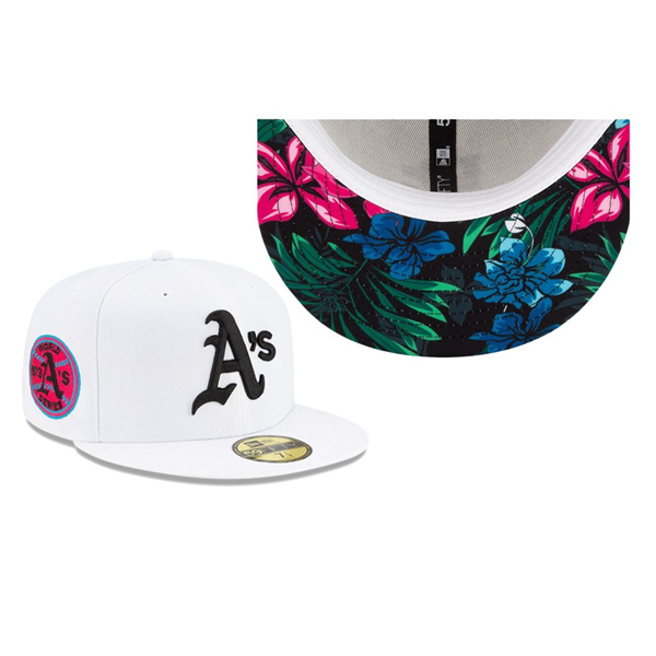 Oakland Athletics Floral Under Visor White 59FIFTY Fitted Hat