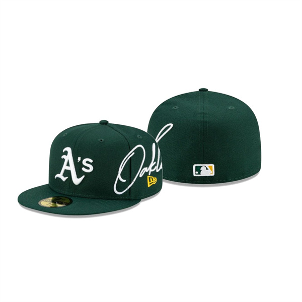 Men's Oakland Athletics Cursive Green 59FIFTY Fitted Hat